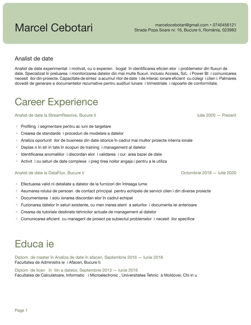 Shanghai resume template