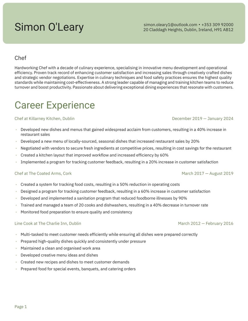 Shanghai resume template