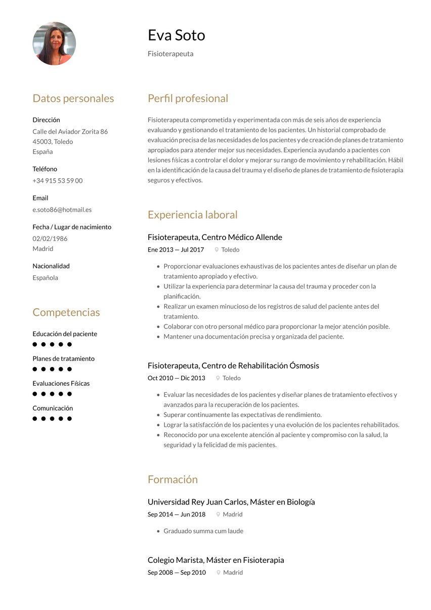 Milán resume template
