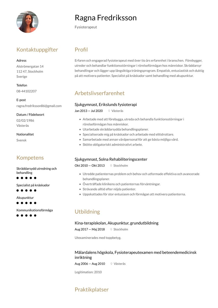 Milano resume template