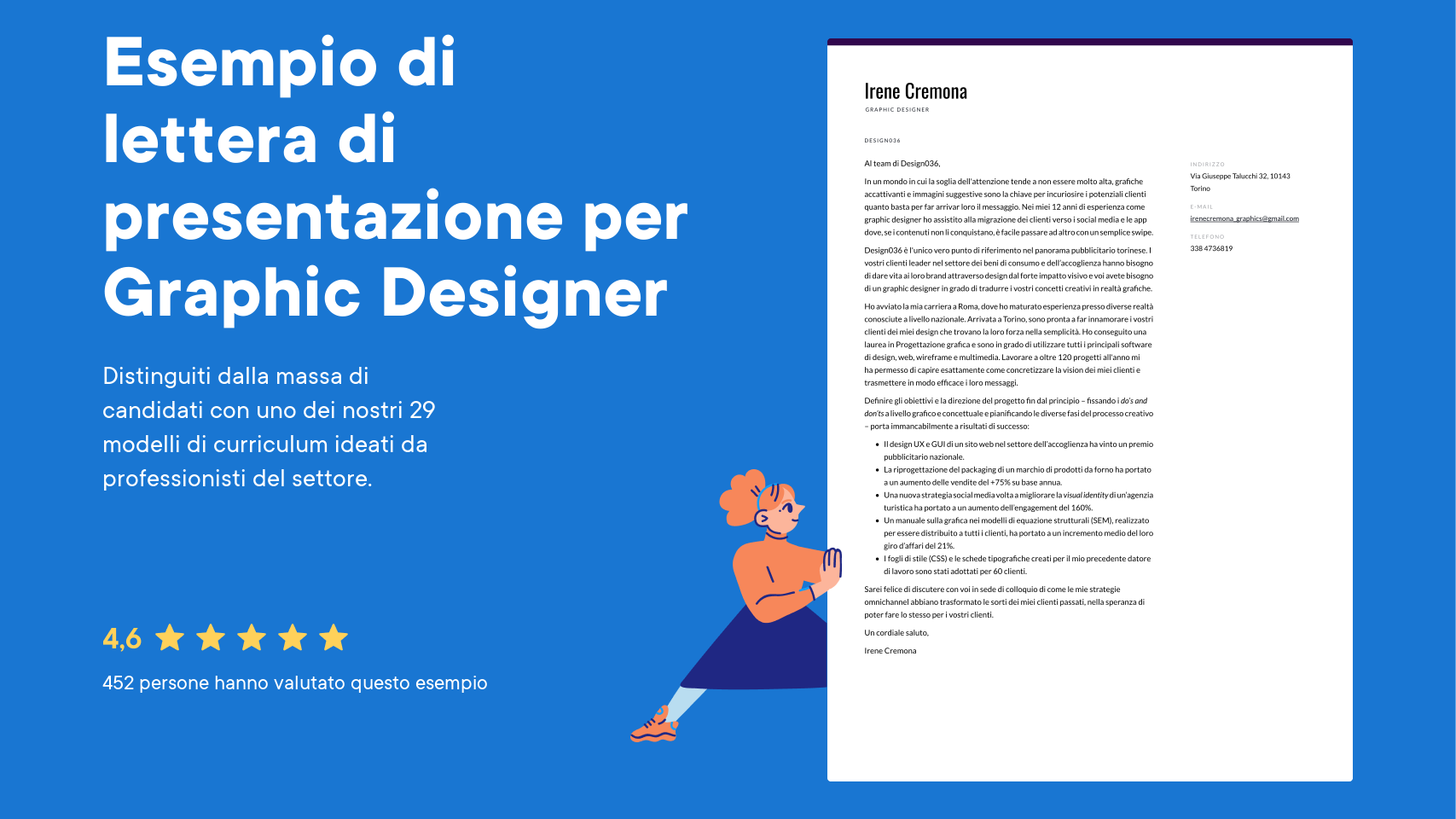 Esempio di lettera di presentazione per graphic designer · cvapp.it