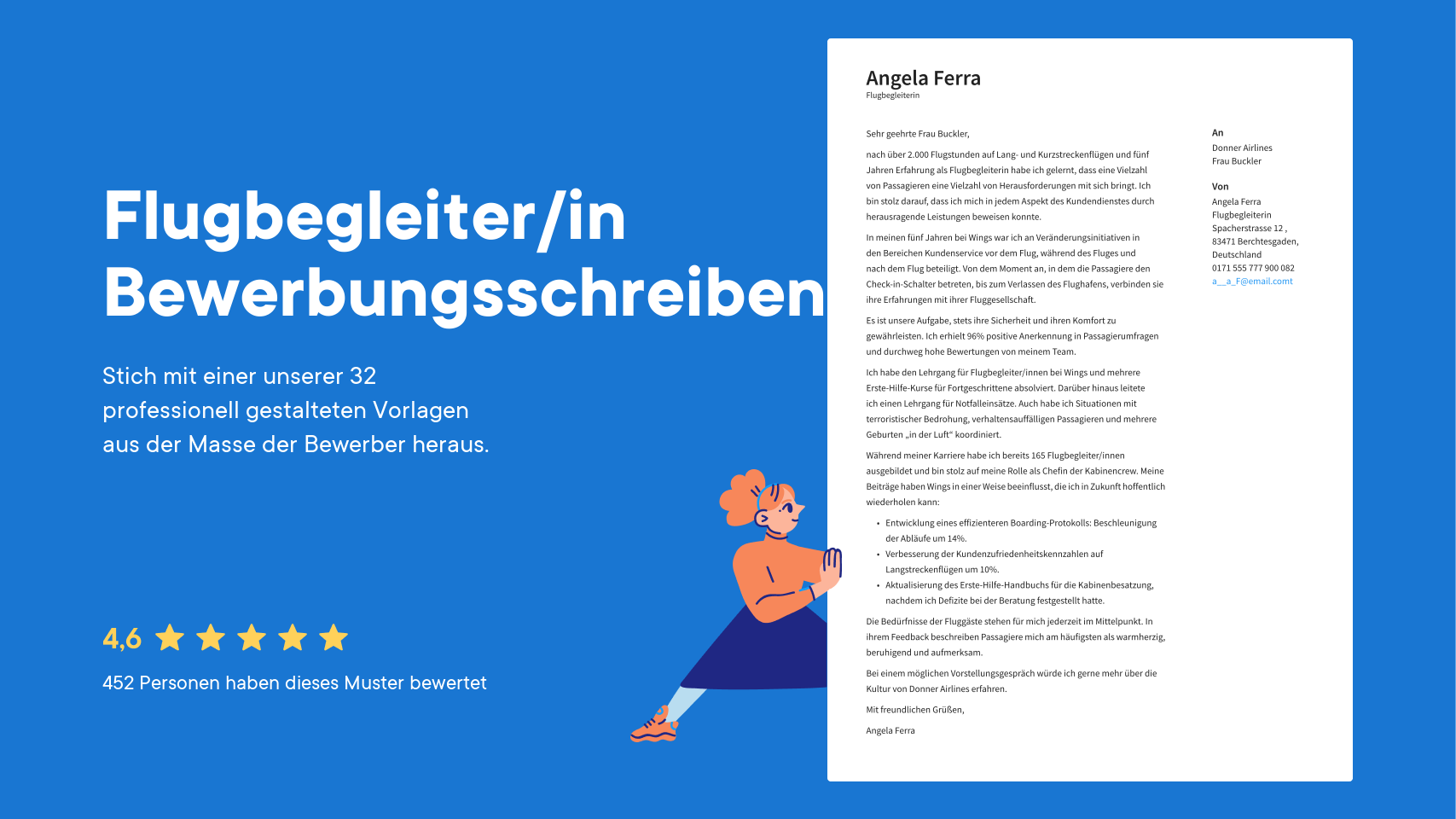 Bewerbung Flugbegleiter Muster für Bewerbungsschreiben für Flugbegleiter/in (2025) · cvapp.de