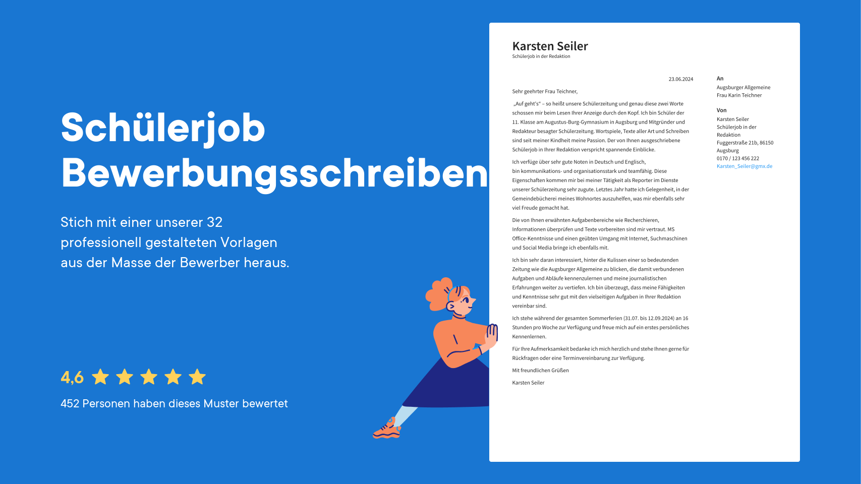 Muster für Bewerbungsschreiben für Schülerjob (2024) · cvapp.de