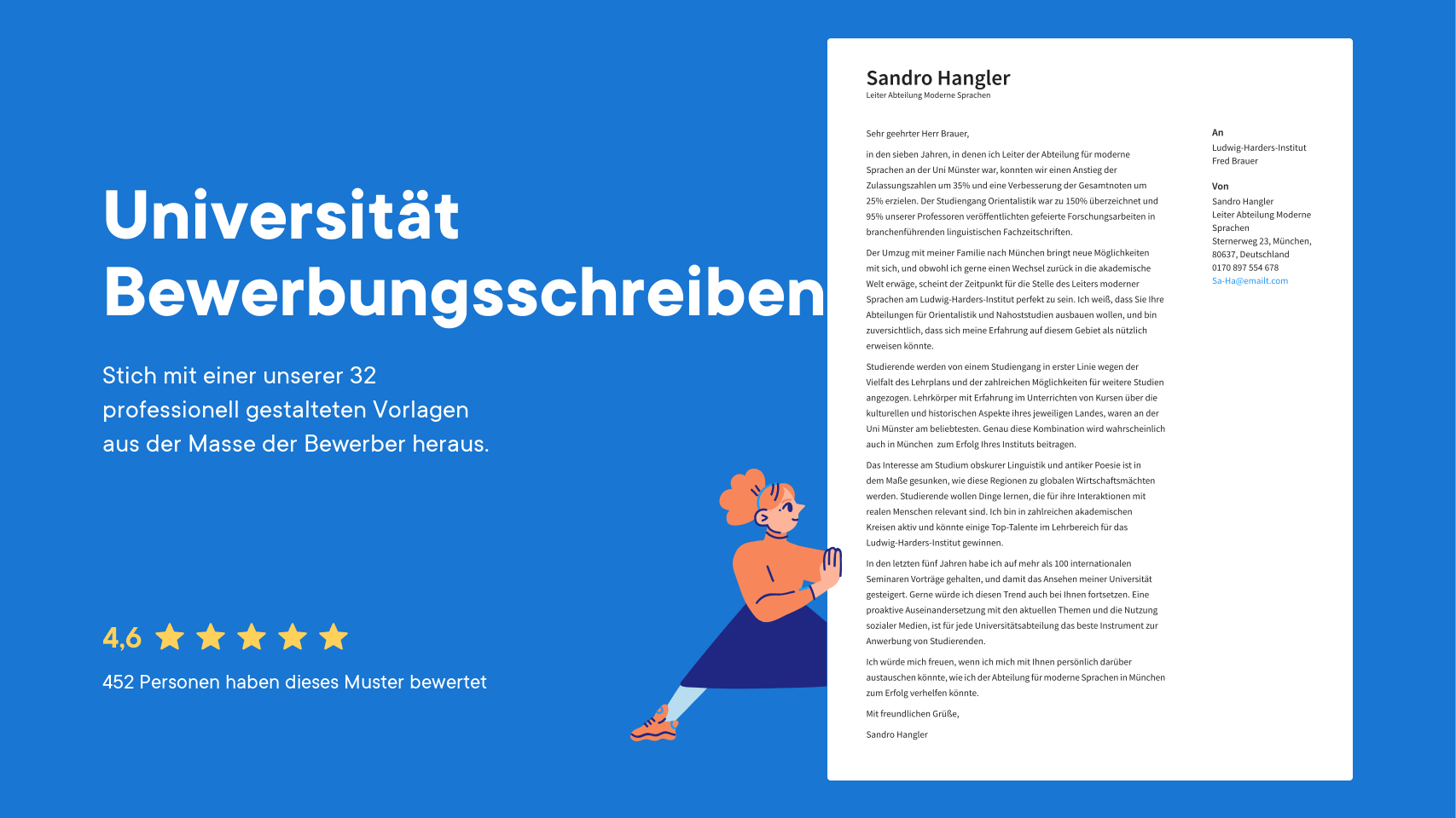 Muster für Bewerbungsschreiben für Universität (2025) · cvapp.de