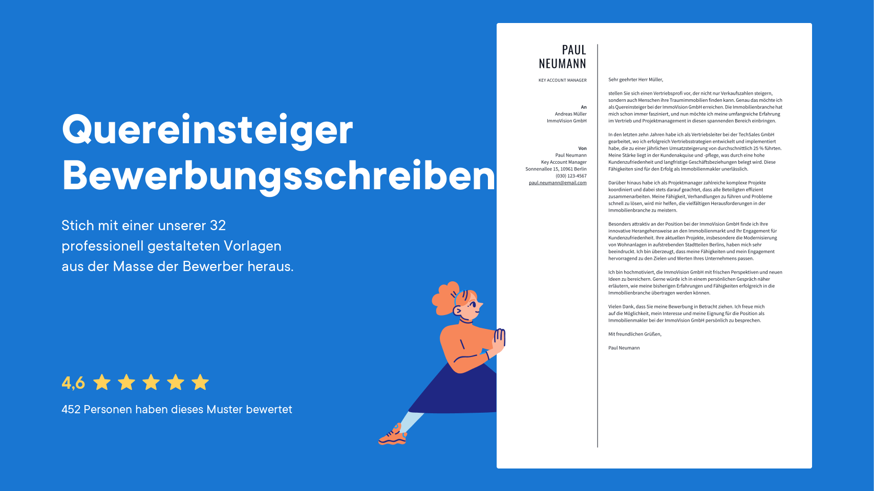Muster für Bewerbungsschreiben für Quereinsteiger (2025) · cvapp.de