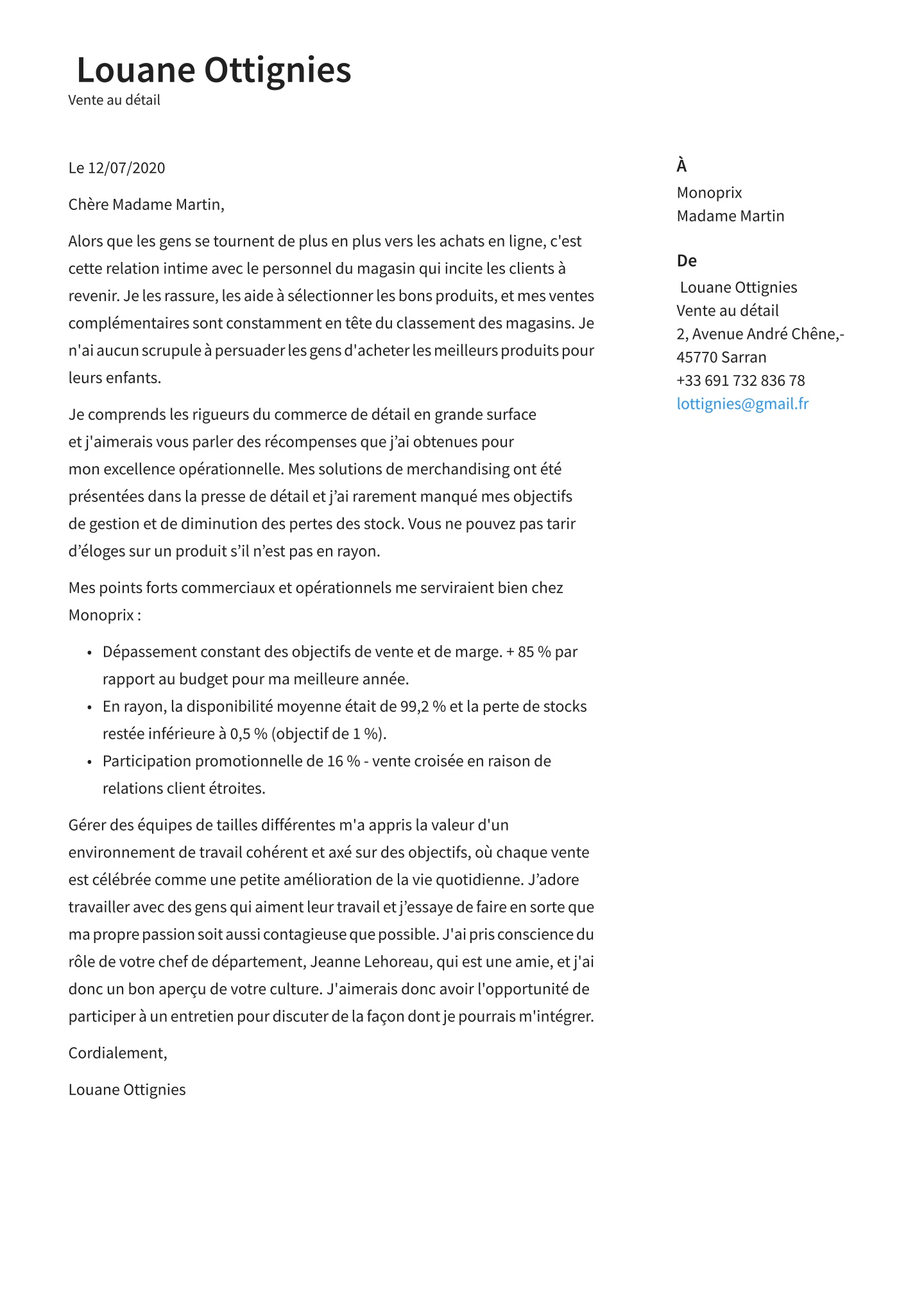Exemple de lettre de motivation pour vente au dtail (gratuit)  cvapp.fr