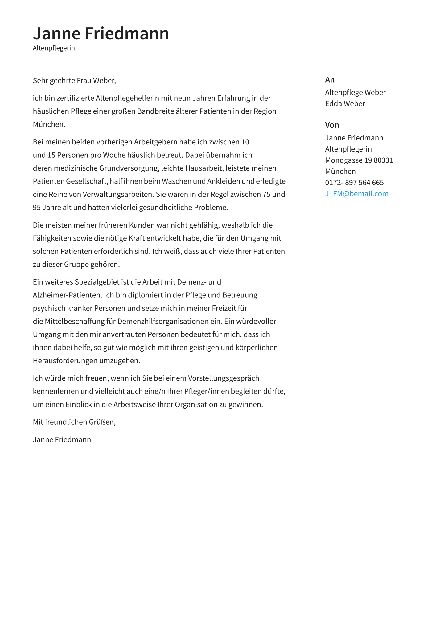 altenpflegerin bewerbungsschreiben muster