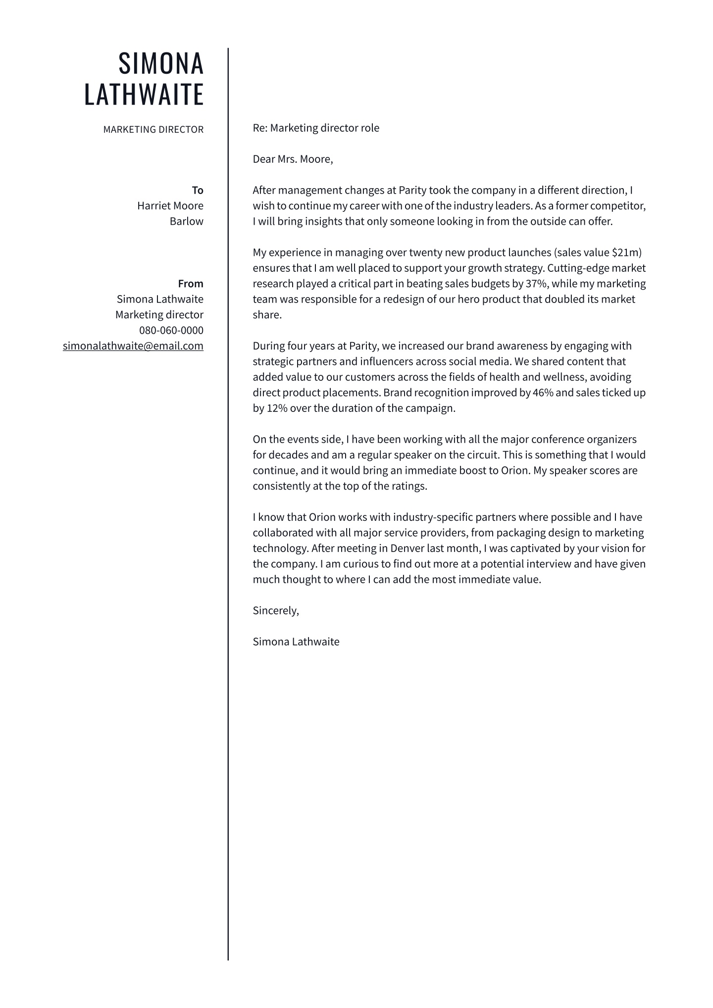 Direct Approach Letter Example