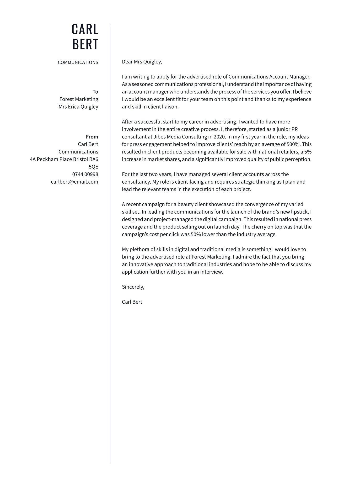Excellent Cover Letter Examples In Communications Communications Cover Letter Examples