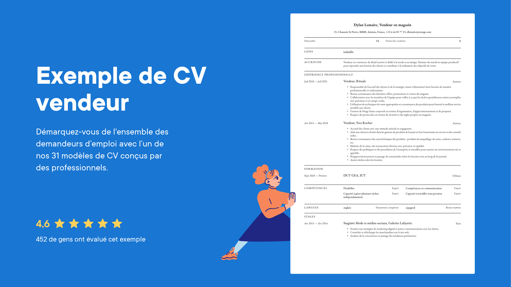 Exemple de CV pour vendeur et guide de rédaction · cvapp.fr