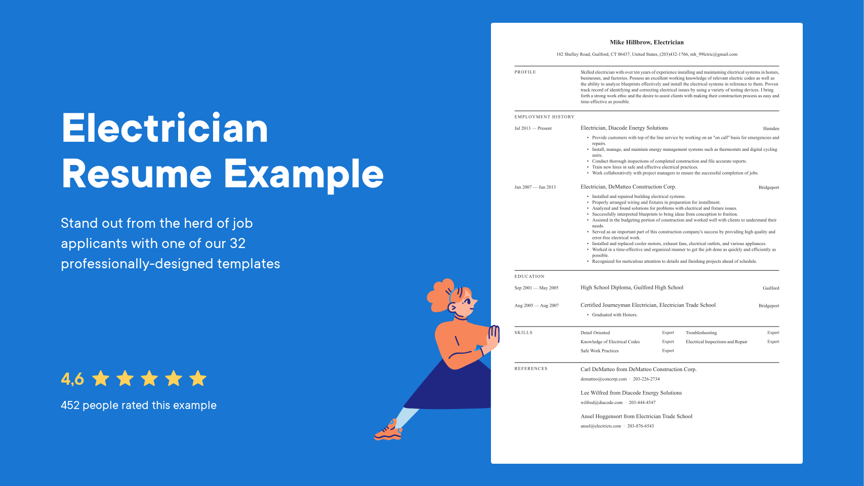 Electrician Resume Examples & Templates (2025) · Resume.io