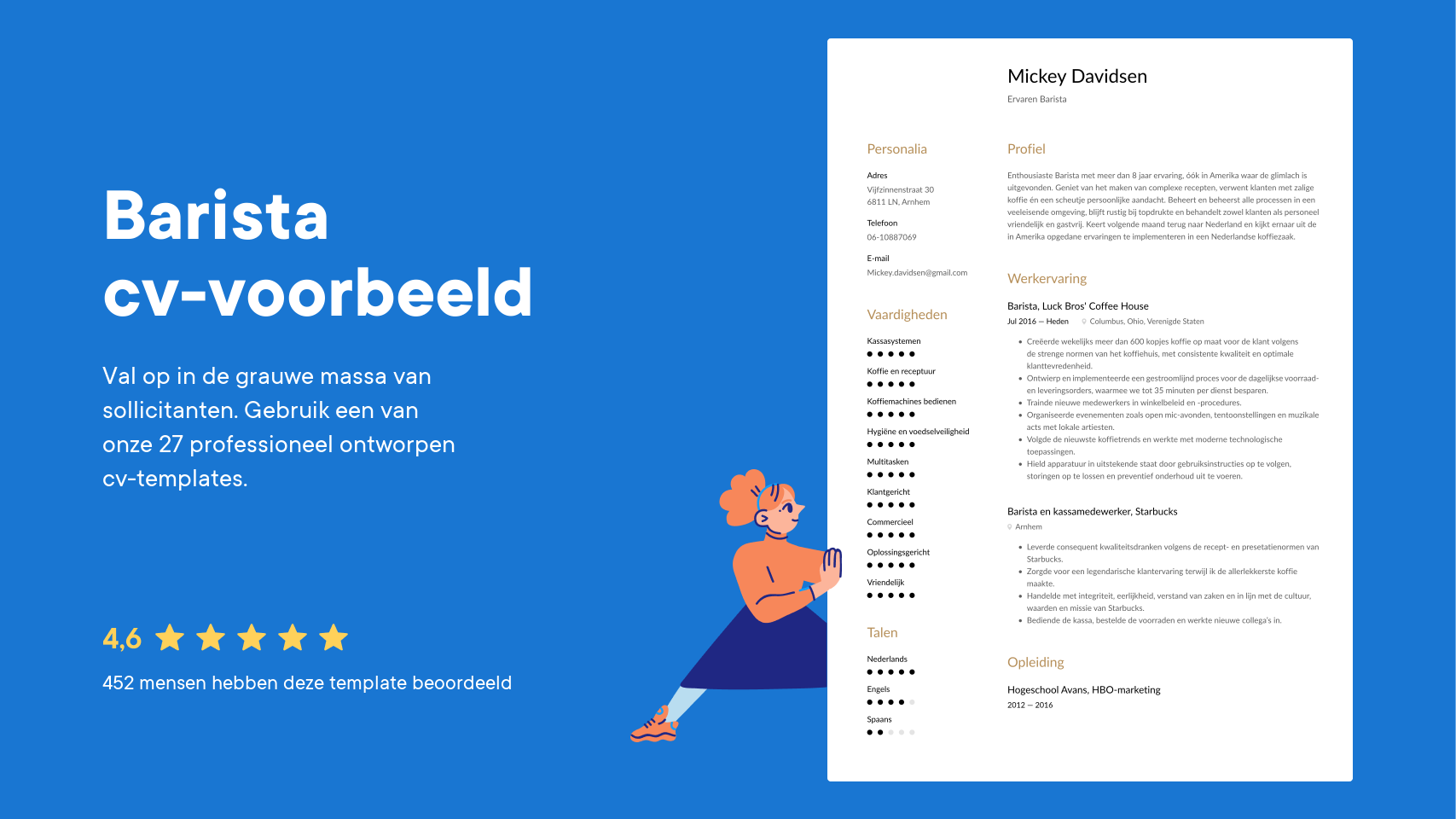 Barista CV Voorbeeld & Schrijftips (2025) · cvster.nl