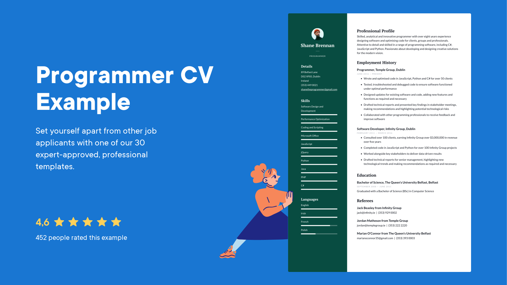 Programmer CV Examples & Writing tips 2025 (Free Guide) · CVapp.ie