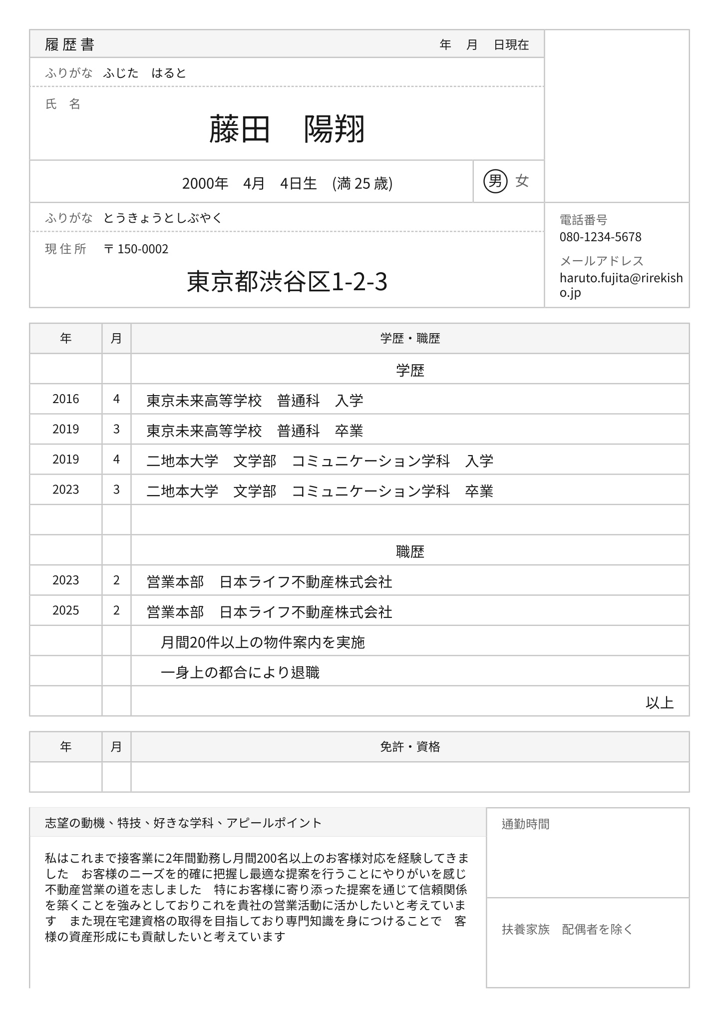 スペシャル特典 不動産営業 履歴書の例と書き方のヒント 2025 (無料ガイド 語学・辞書・学習参考書