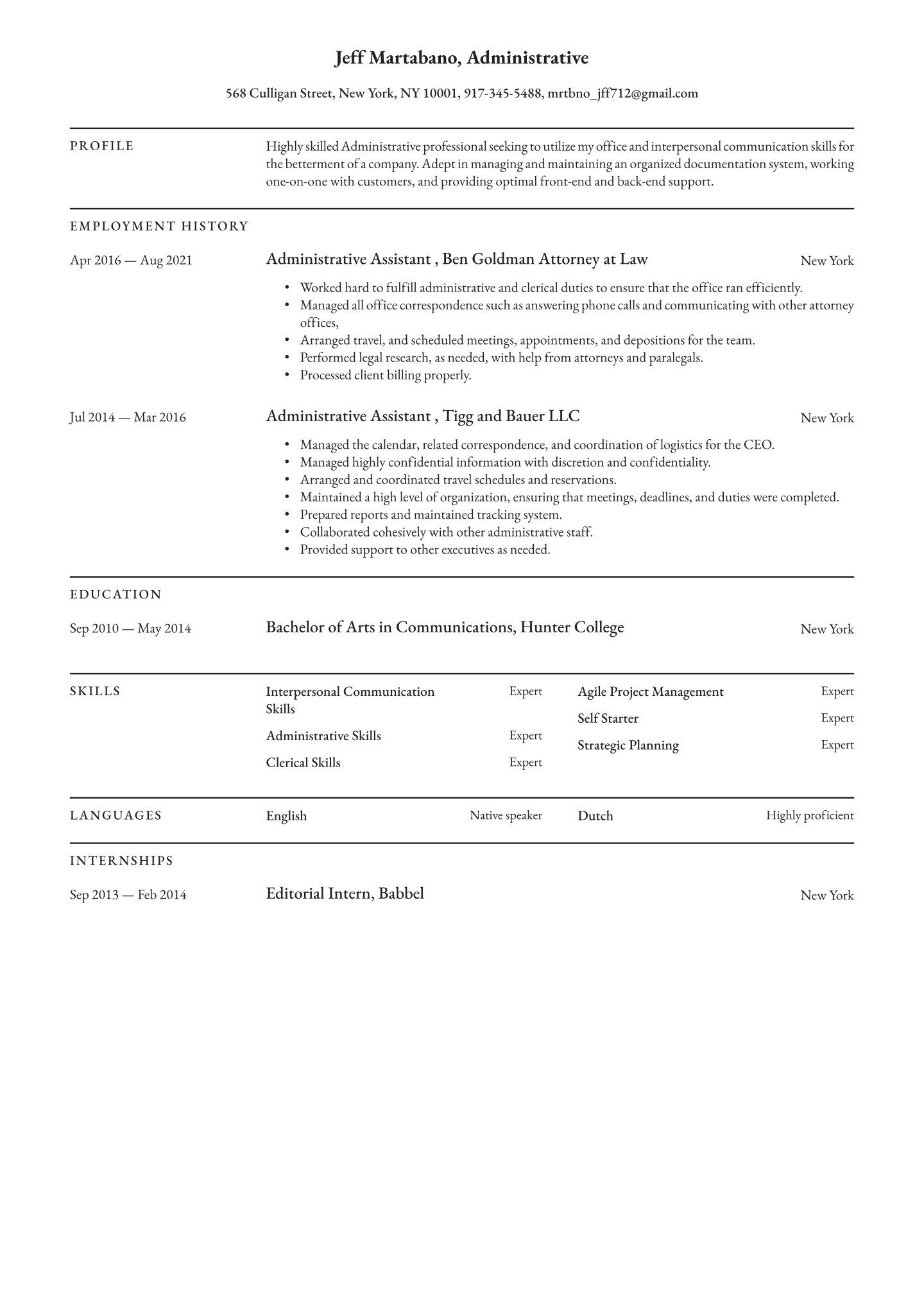 Administrative Resume Examples - Administrative Resume Examples
