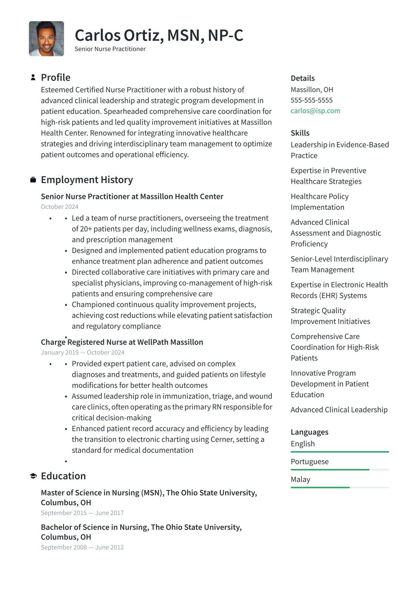 Nurse Practitioner Resume Examples &amp; Templates (2025) · Resume.io
