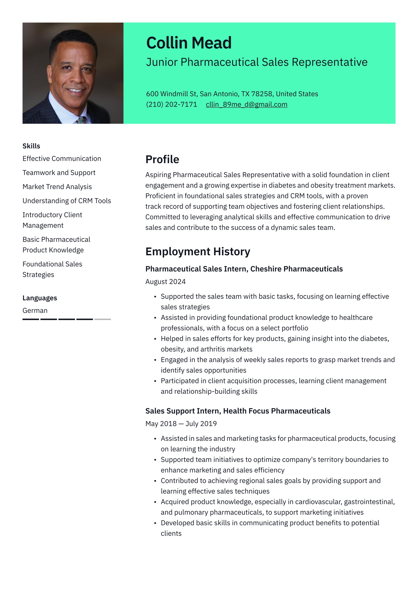 Pharmaceutical Sales Representative Resume Examples &amp; Templates 