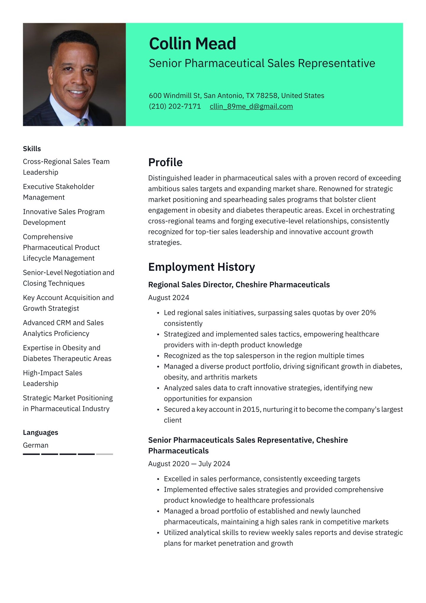Pharmaceutical Sales Representative Resume Examples &amp; Templates 
