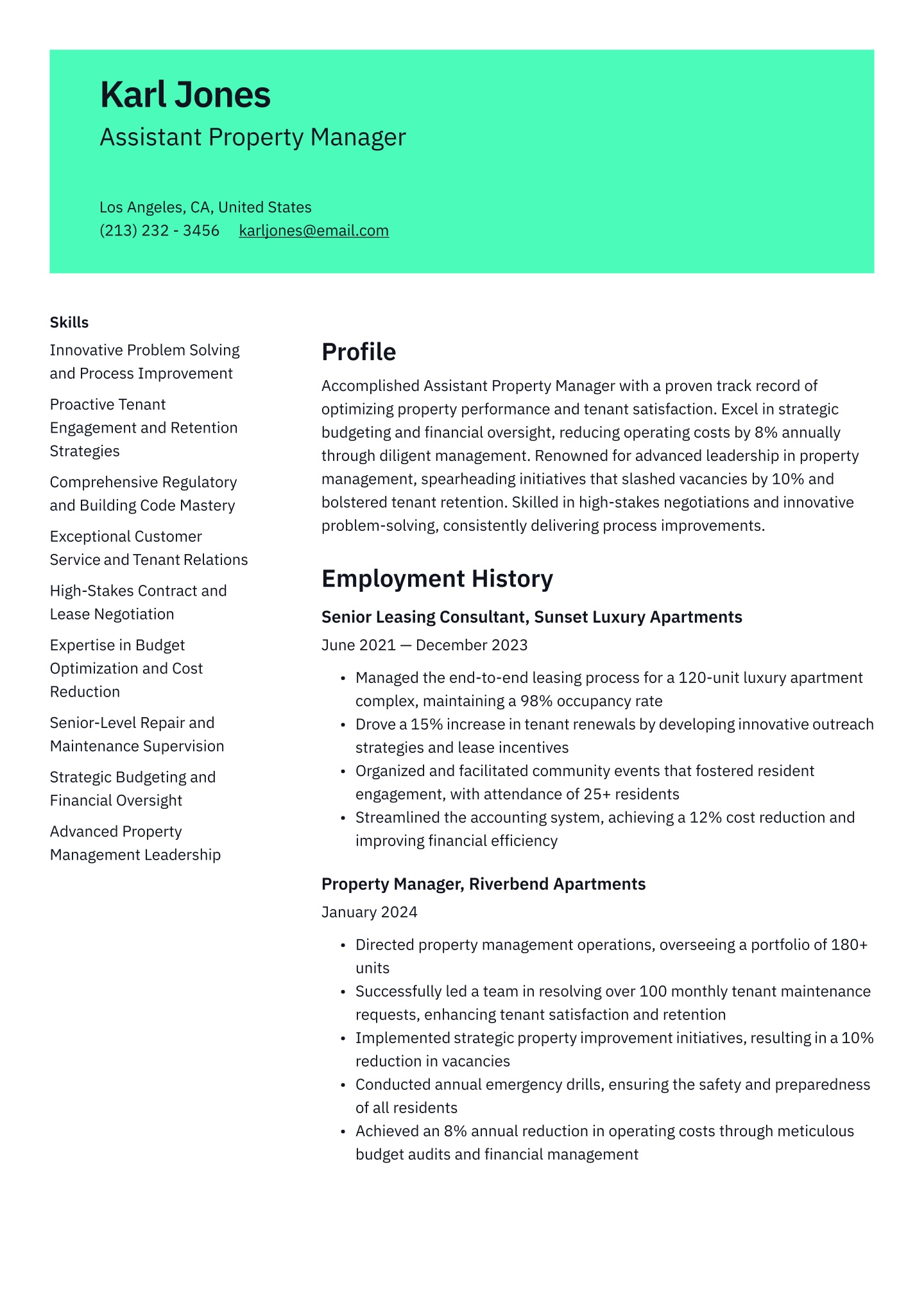 Assistant Property Resume Examples &amp; Templates (2025) · Resume.io