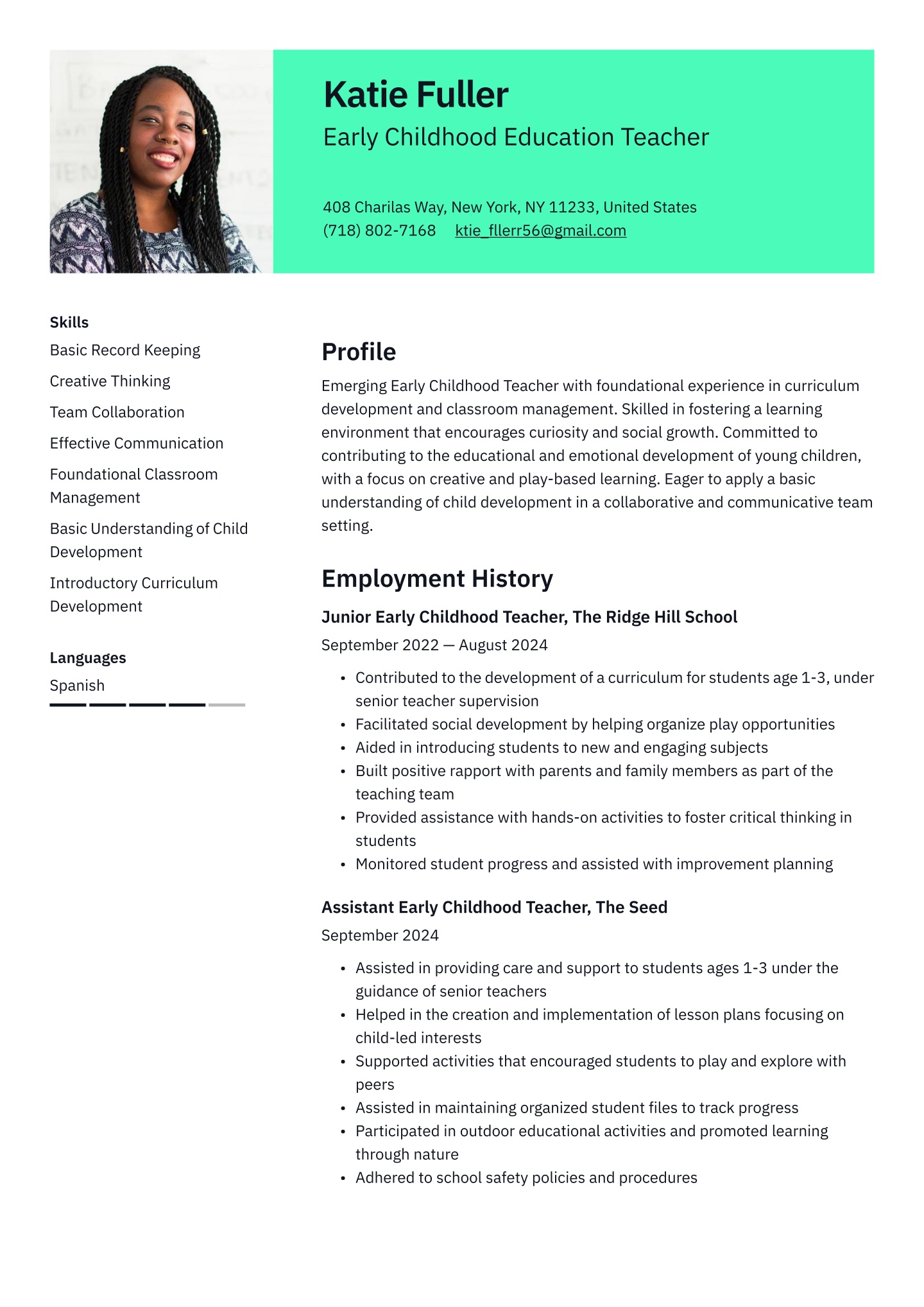 Early Childhood Educator Resume Examples &amp; Templates (2025 