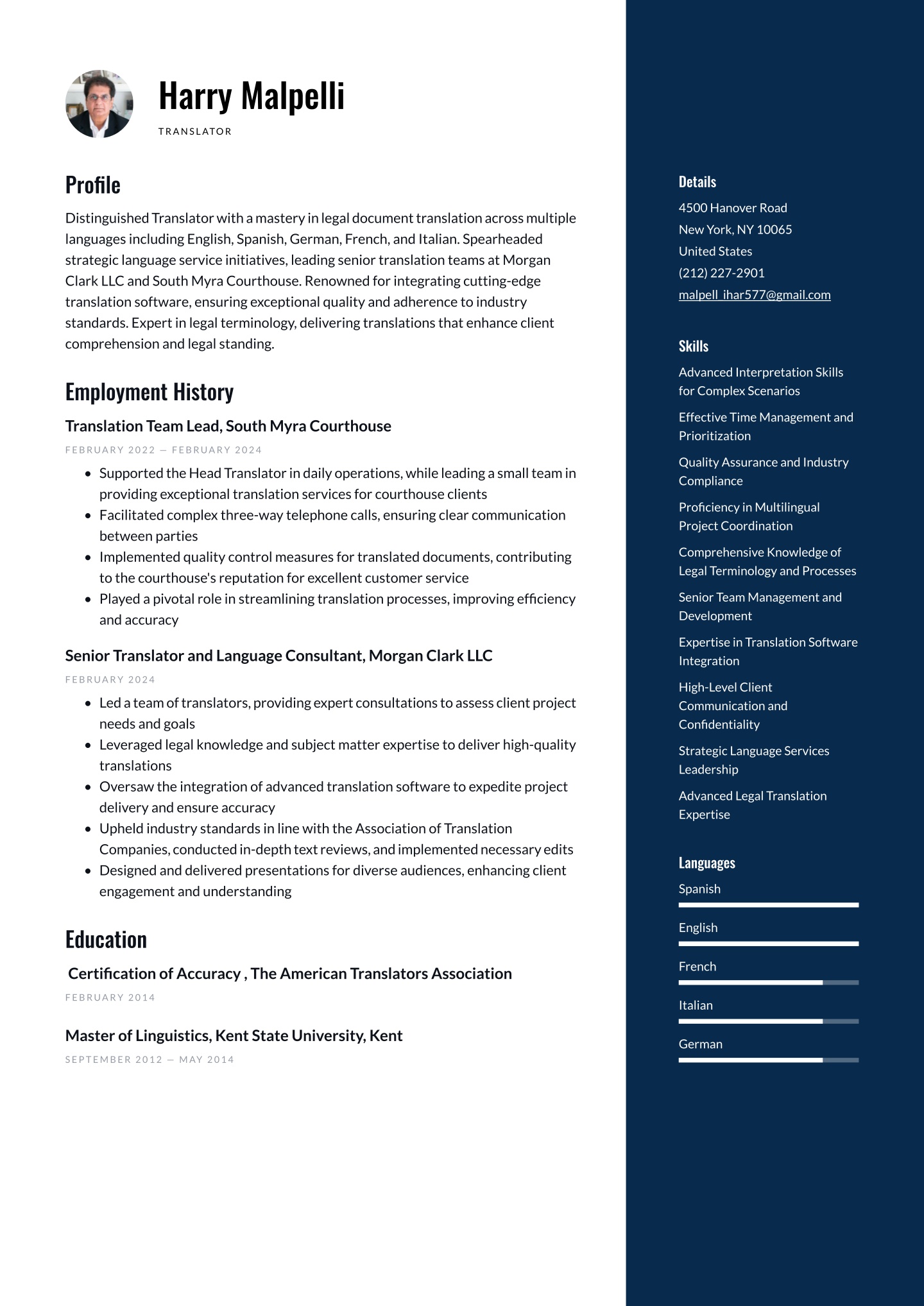 Translator Resume Examples & Templates (2025) · Resume.io