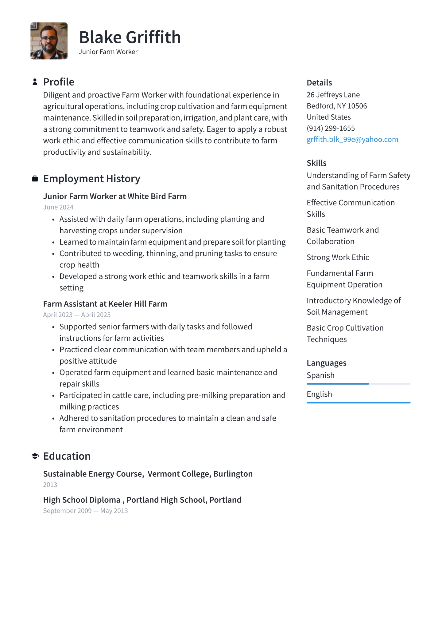Farm Worker Resume Examples &amp; Templates (2025) · Resume.io