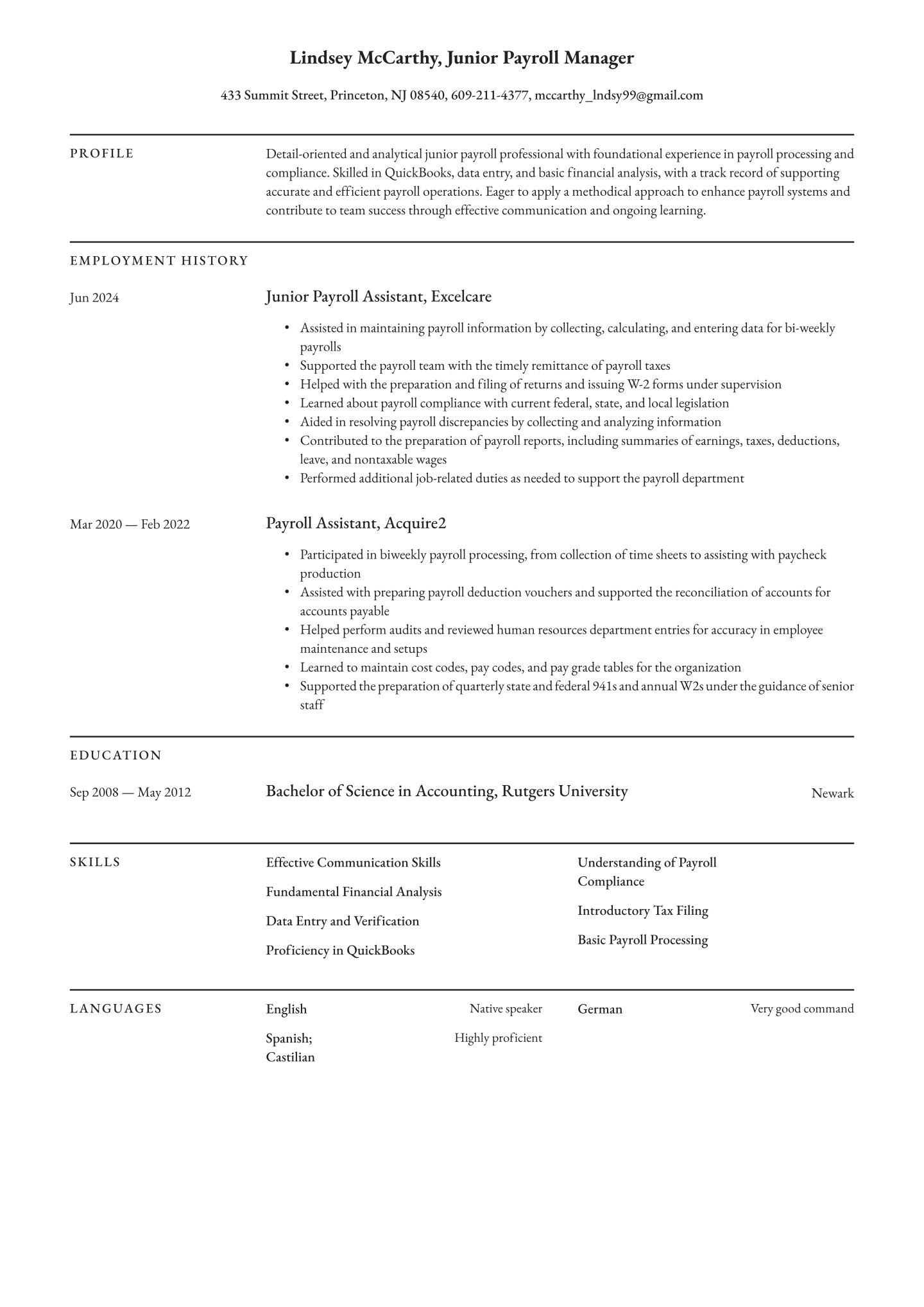 Payroll Manager Resume Examples &amp; Templates (2025) · Resume.io