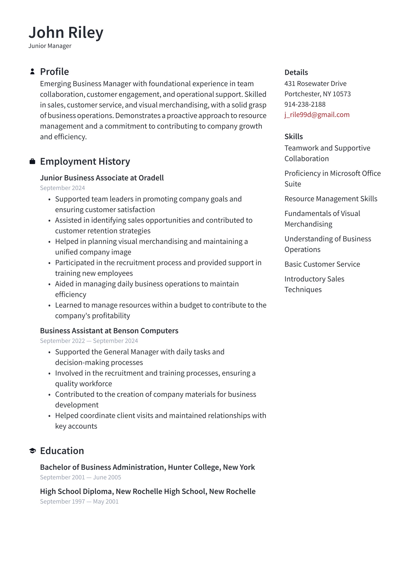 Business Manager Resume Examples &amp; Templates (2025) · Resume.io